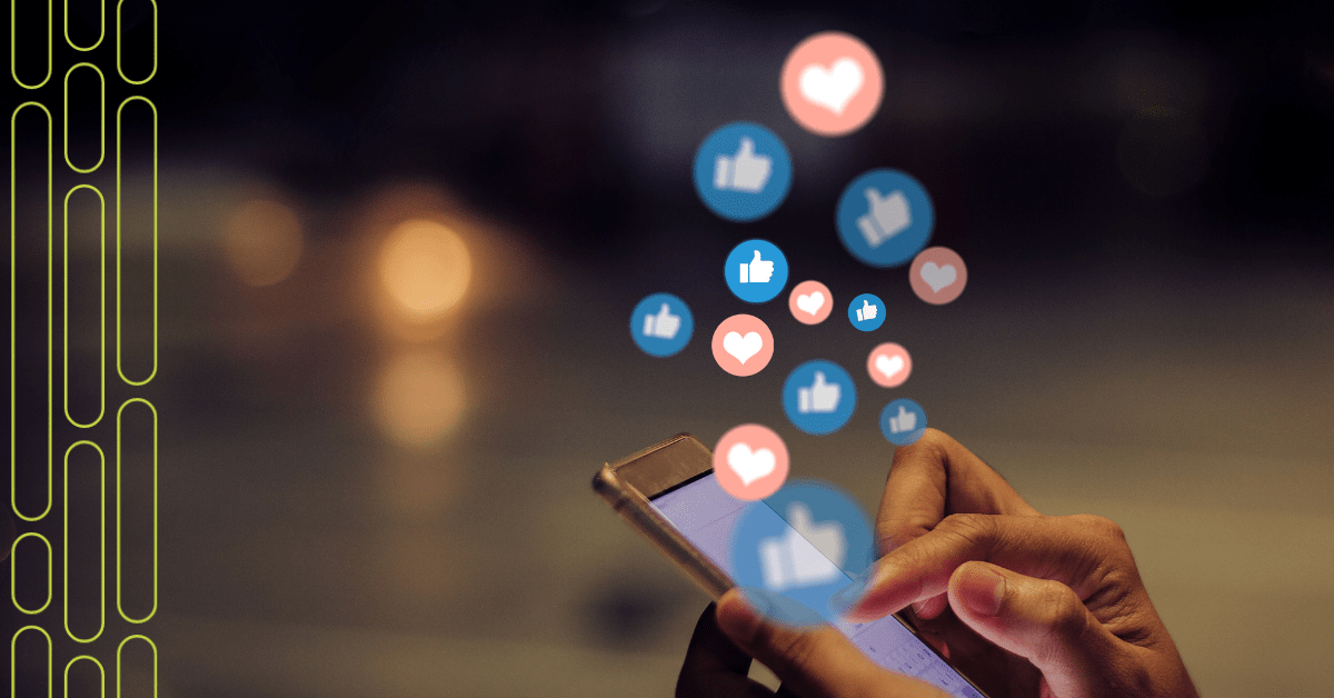 like and heart facebook icons popping off iphone screen