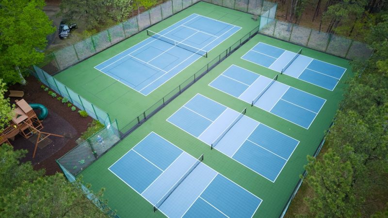 Photo of multiple courts build by Sport Court of MA, in Cotuit, MA.