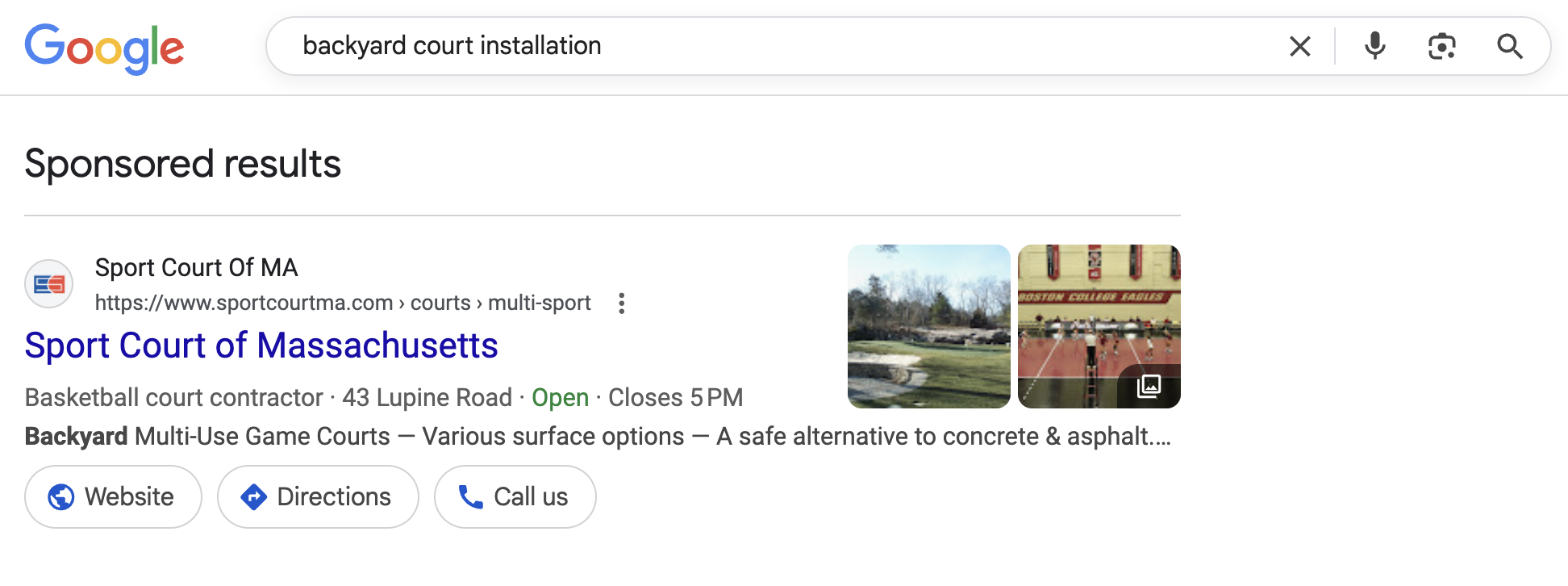 Screenshot of a Google Search Ad
